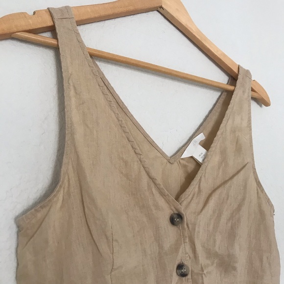 100% Linen Button Down Blouse - Tan - Picture 2 of 8